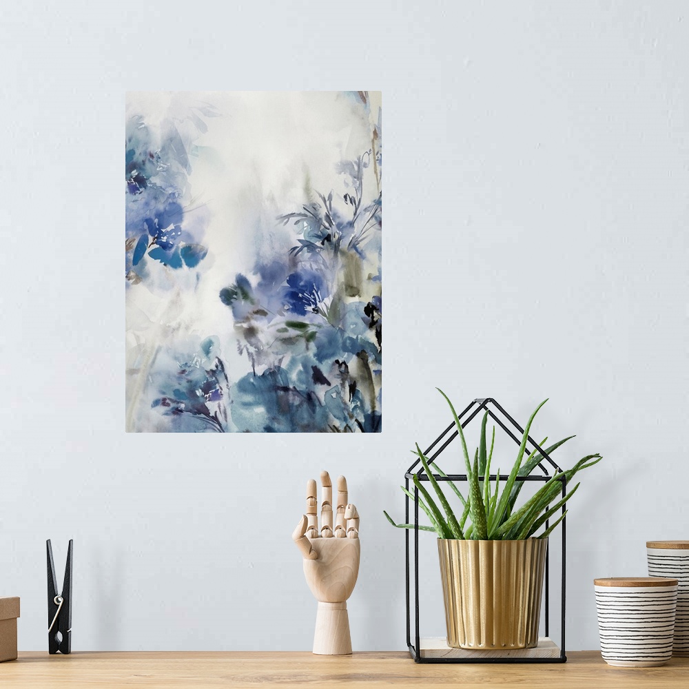 A bohemian room featuring Blue Flowers I