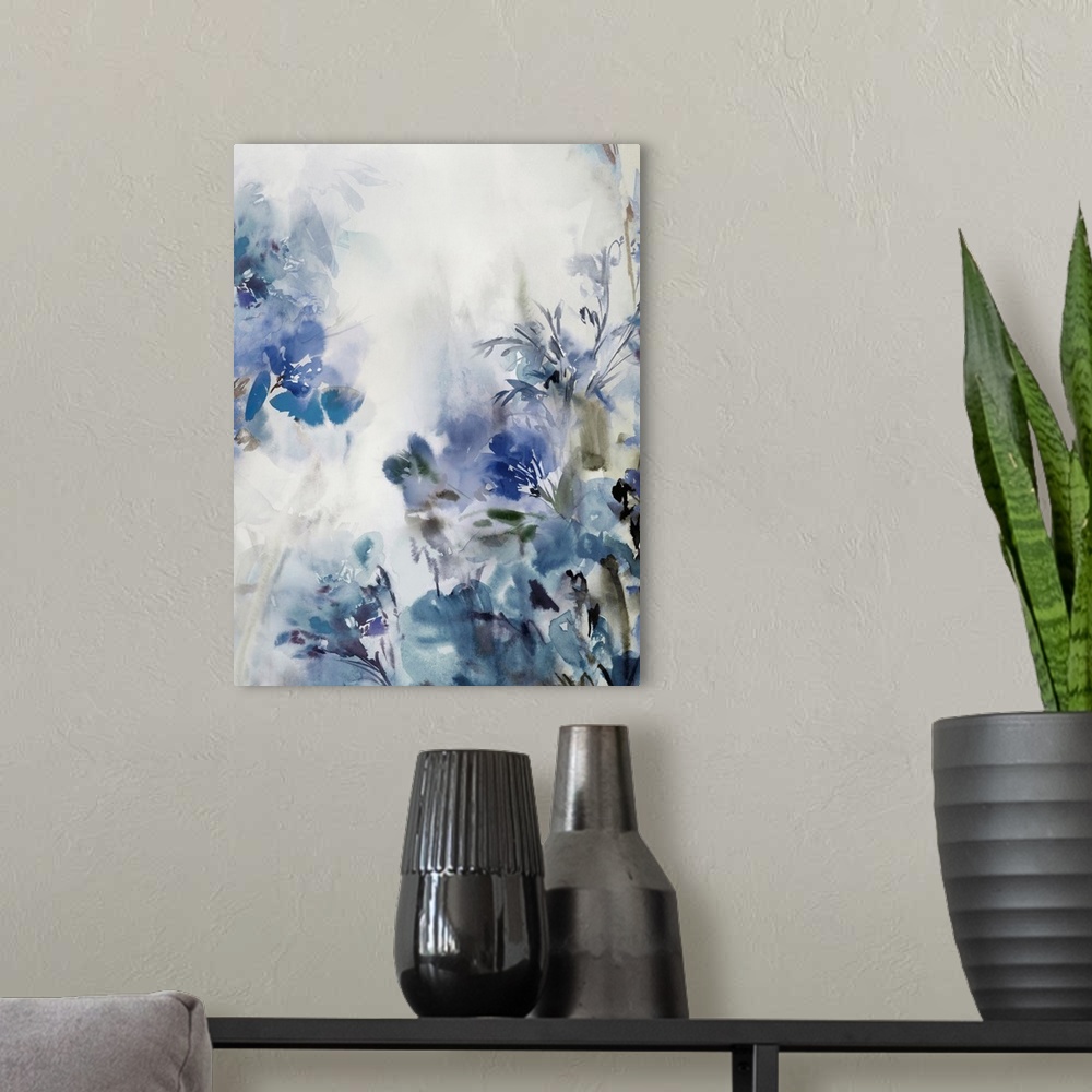 A modern room featuring Blue Flowers I