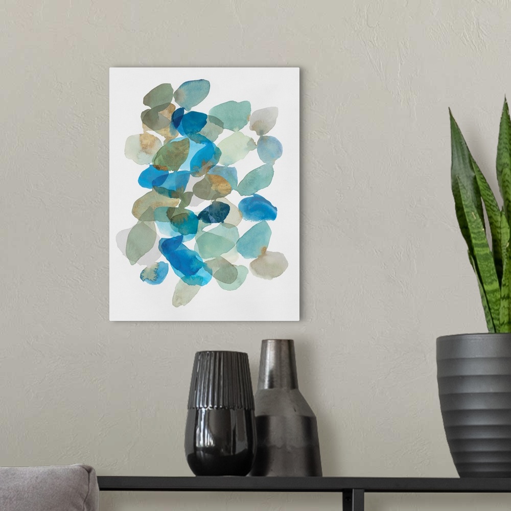A modern room featuring Blue Inky Pebbles I