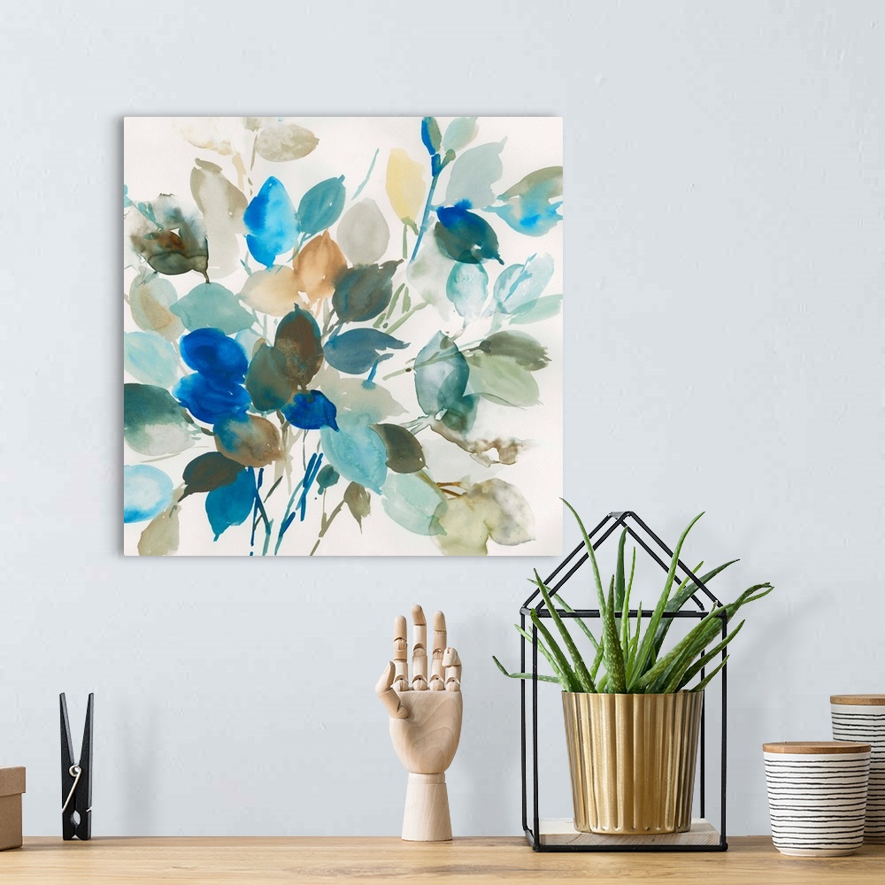 A bohemian room featuring Blue Leaves I