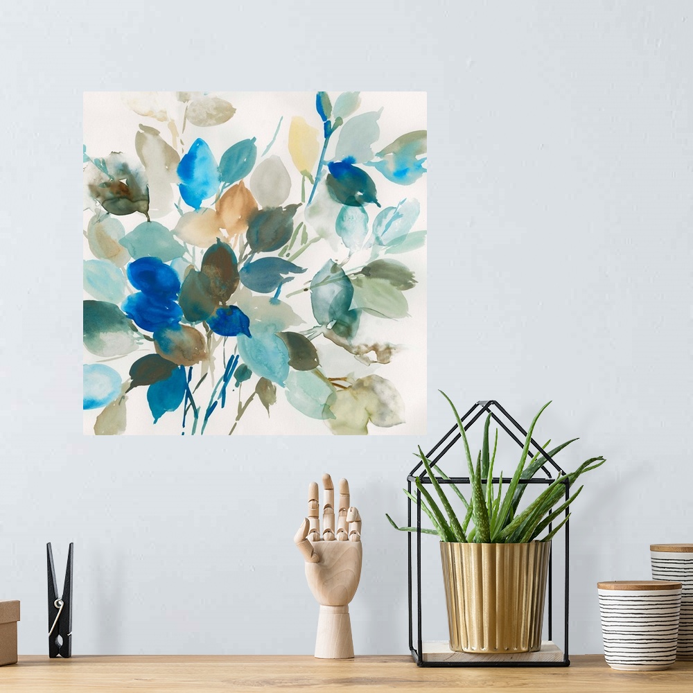 A bohemian room featuring Blue Leaves I