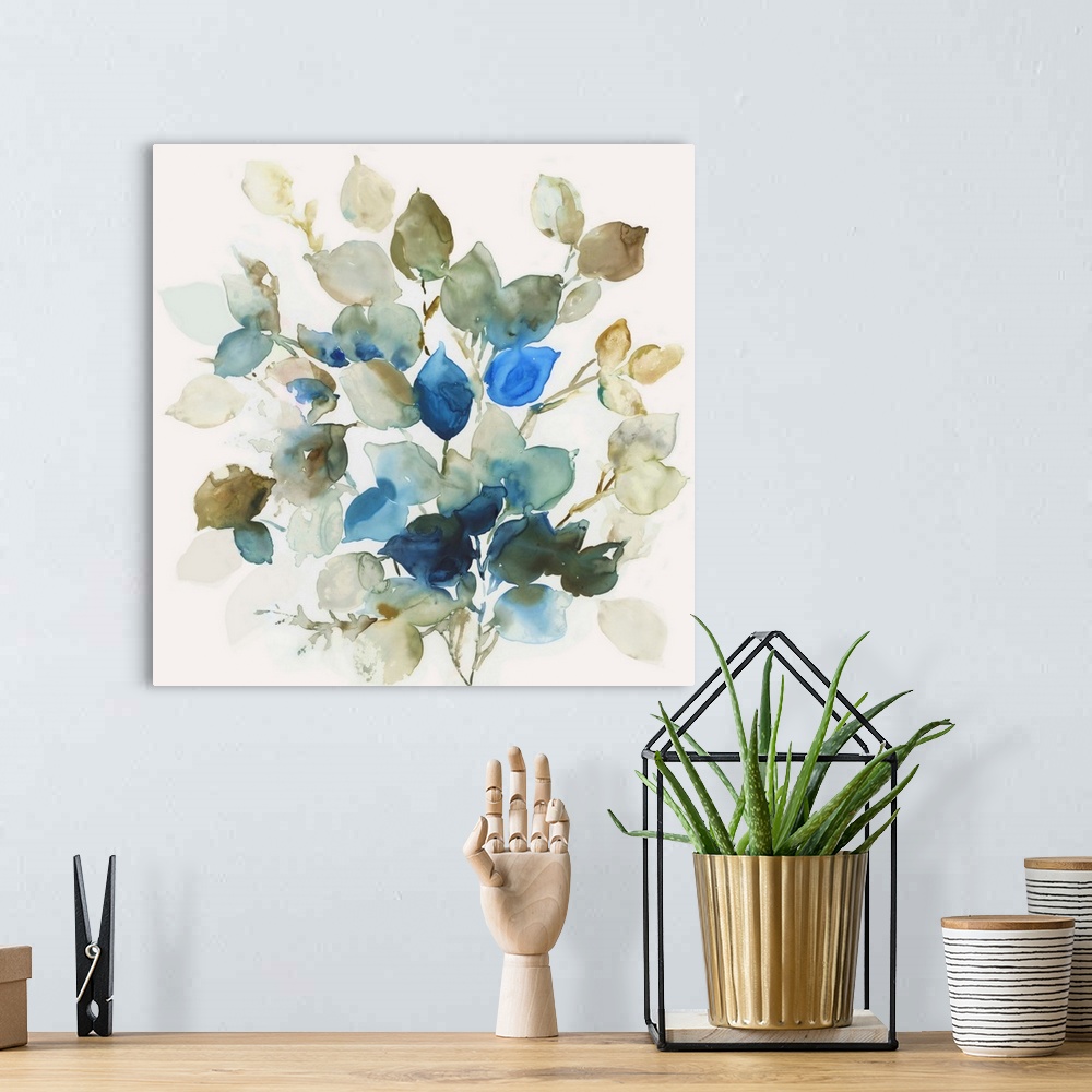 A bohemian room featuring Blue Leaves II