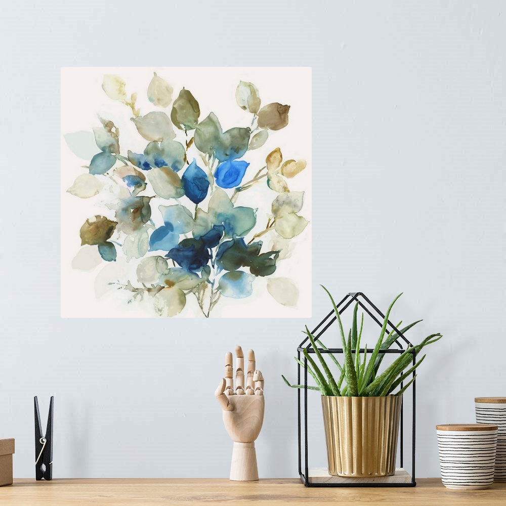 A bohemian room featuring Blue Leaves II