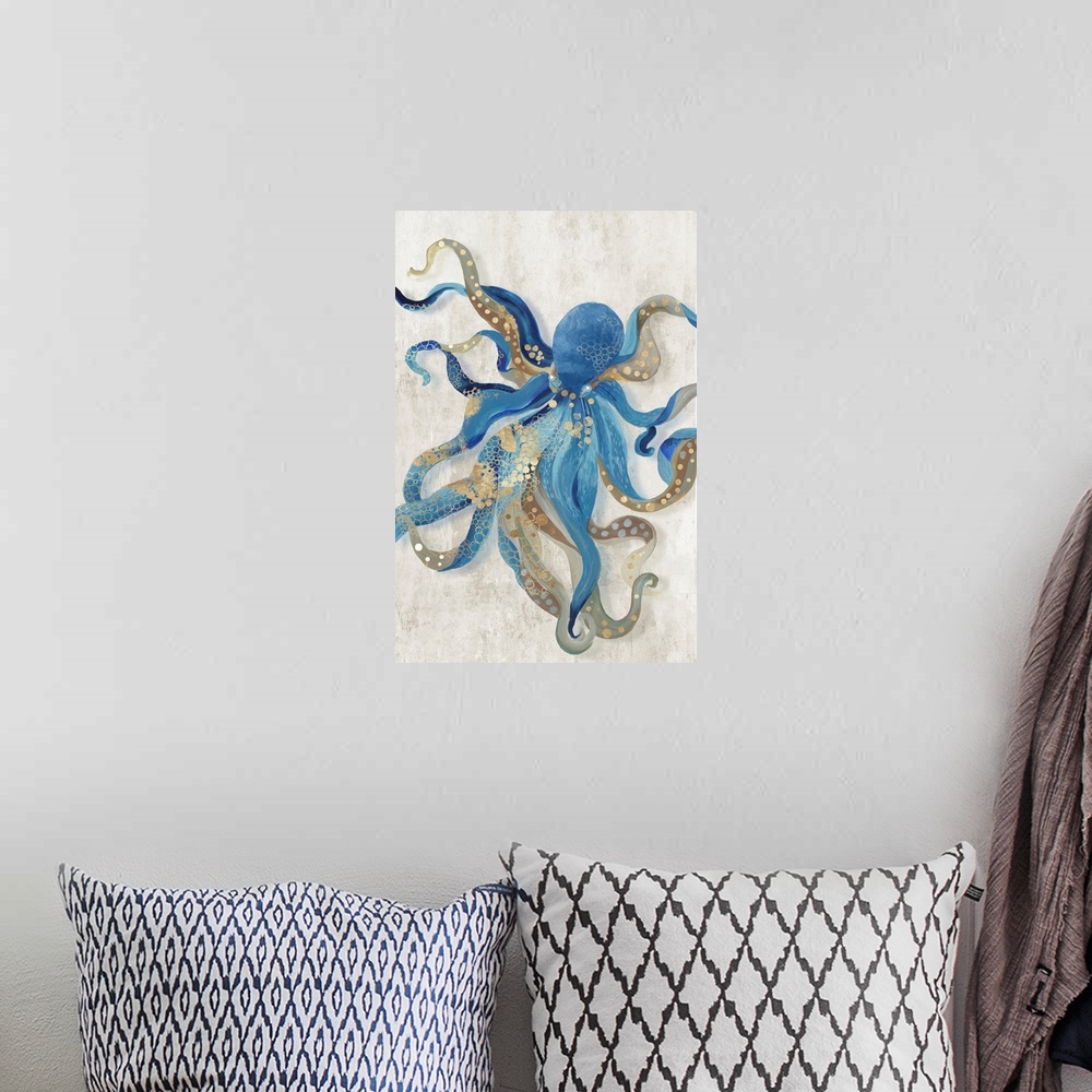 A bohemian room featuring Blue Octopus