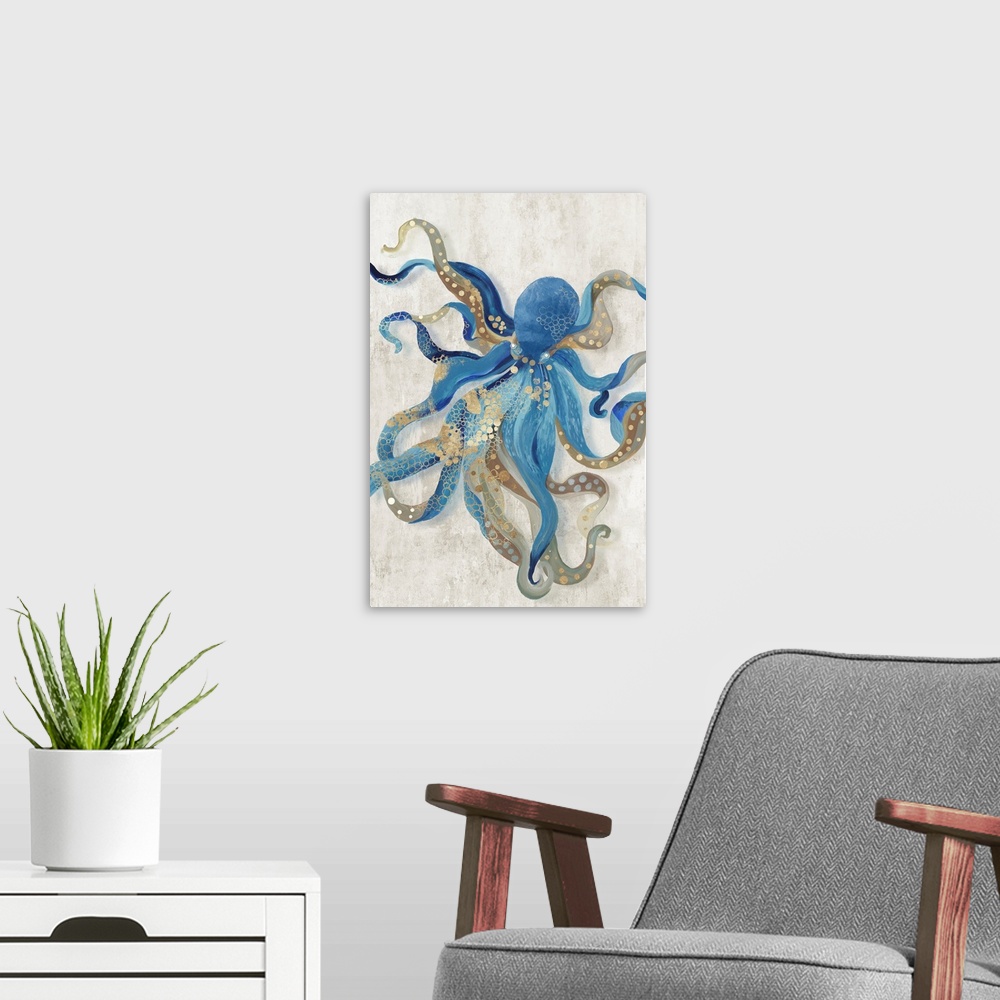 A modern room featuring Blue Octopus