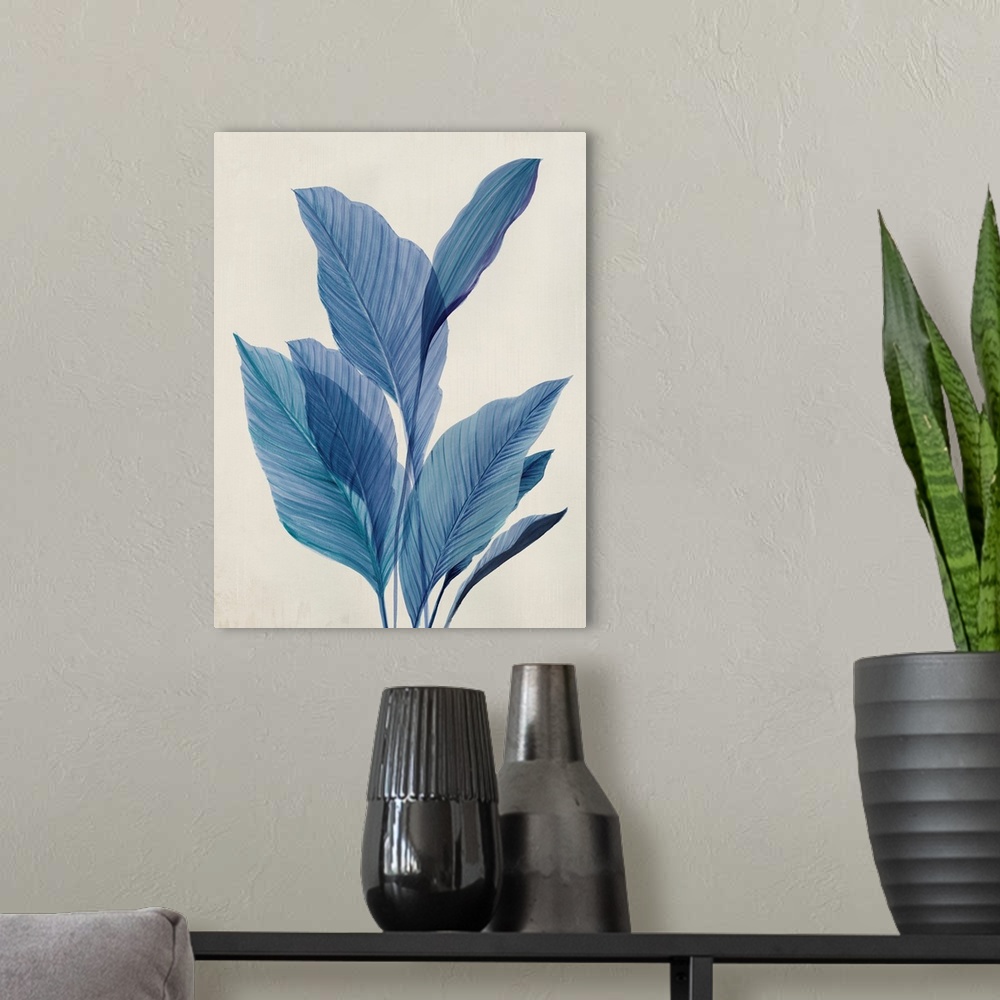 A modern room featuring Blue Palm Leaves I