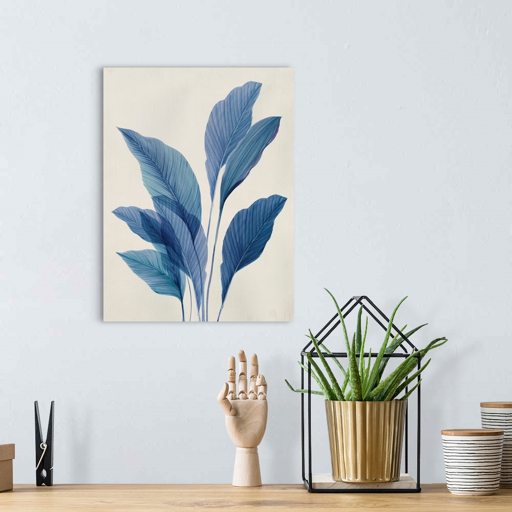A bohemian room featuring Blue Palm Leaves II