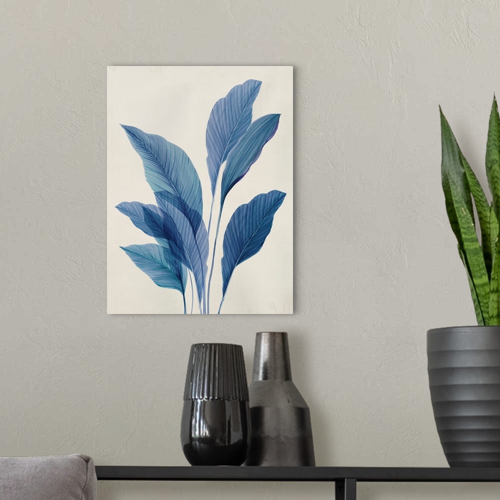 A modern room featuring Blue Palm Leaves II
