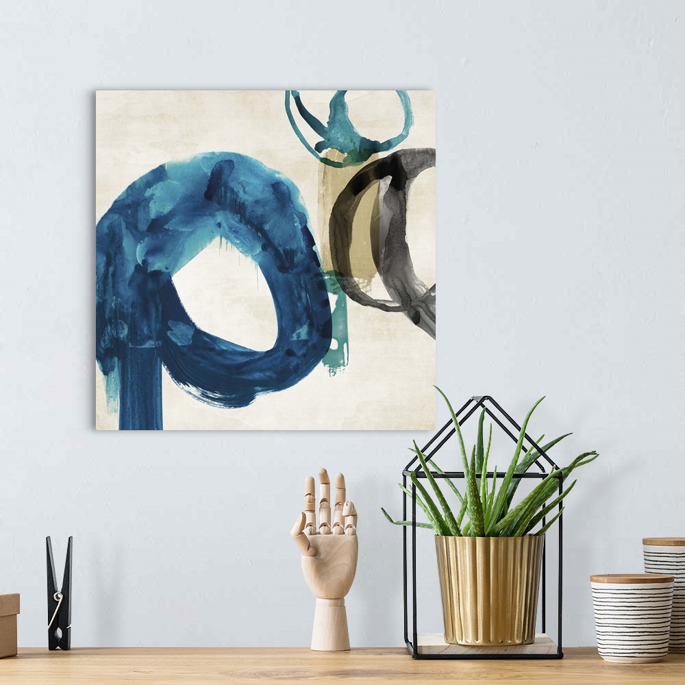 A bohemian room featuring Contemporary abstract home decor art using organic shapes and vibrant colors.