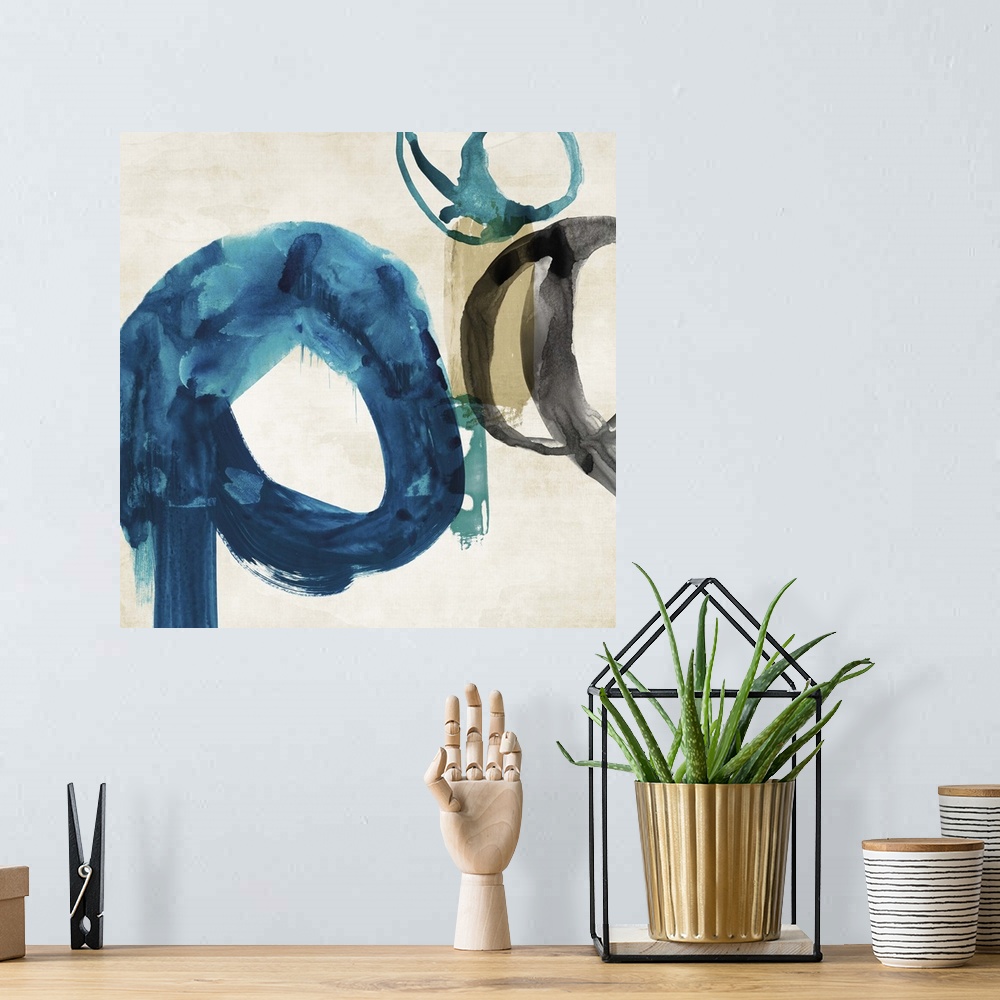 A bohemian room featuring Contemporary abstract home decor art using organic shapes and vibrant colors.