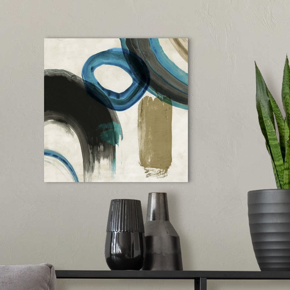A modern room featuring Contemporary abstract home decor art using organic shapes and vibrant colors.