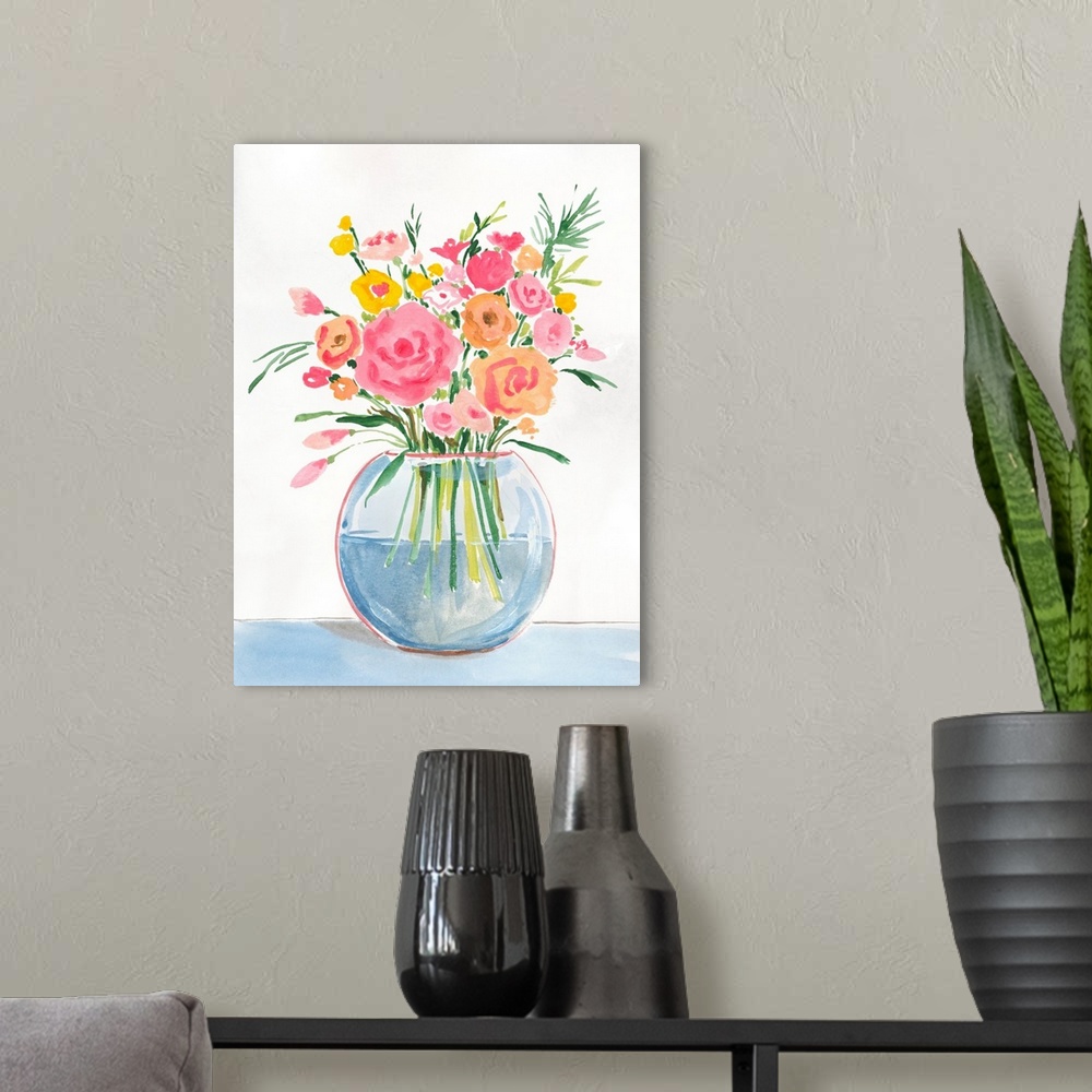 A modern room featuring Bright Flowers II