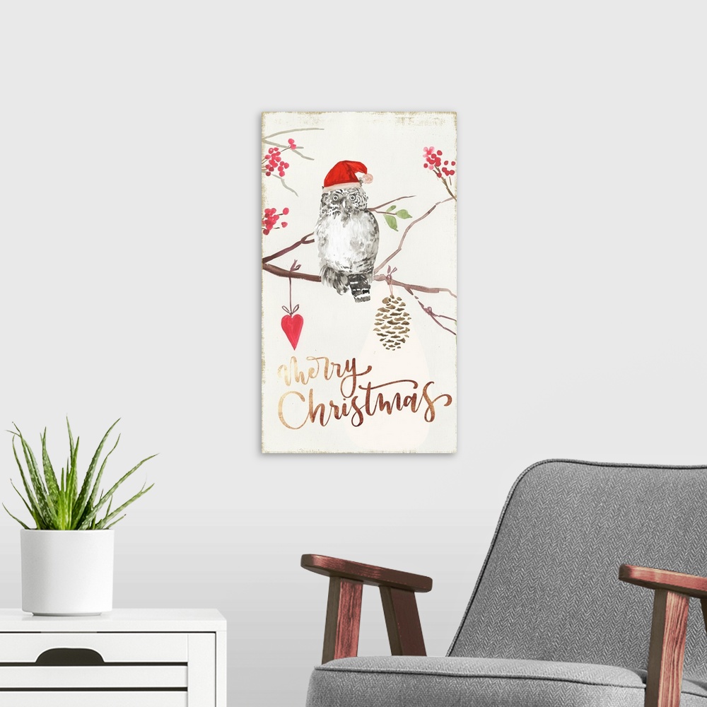 A modern room featuring Christmas Owl I