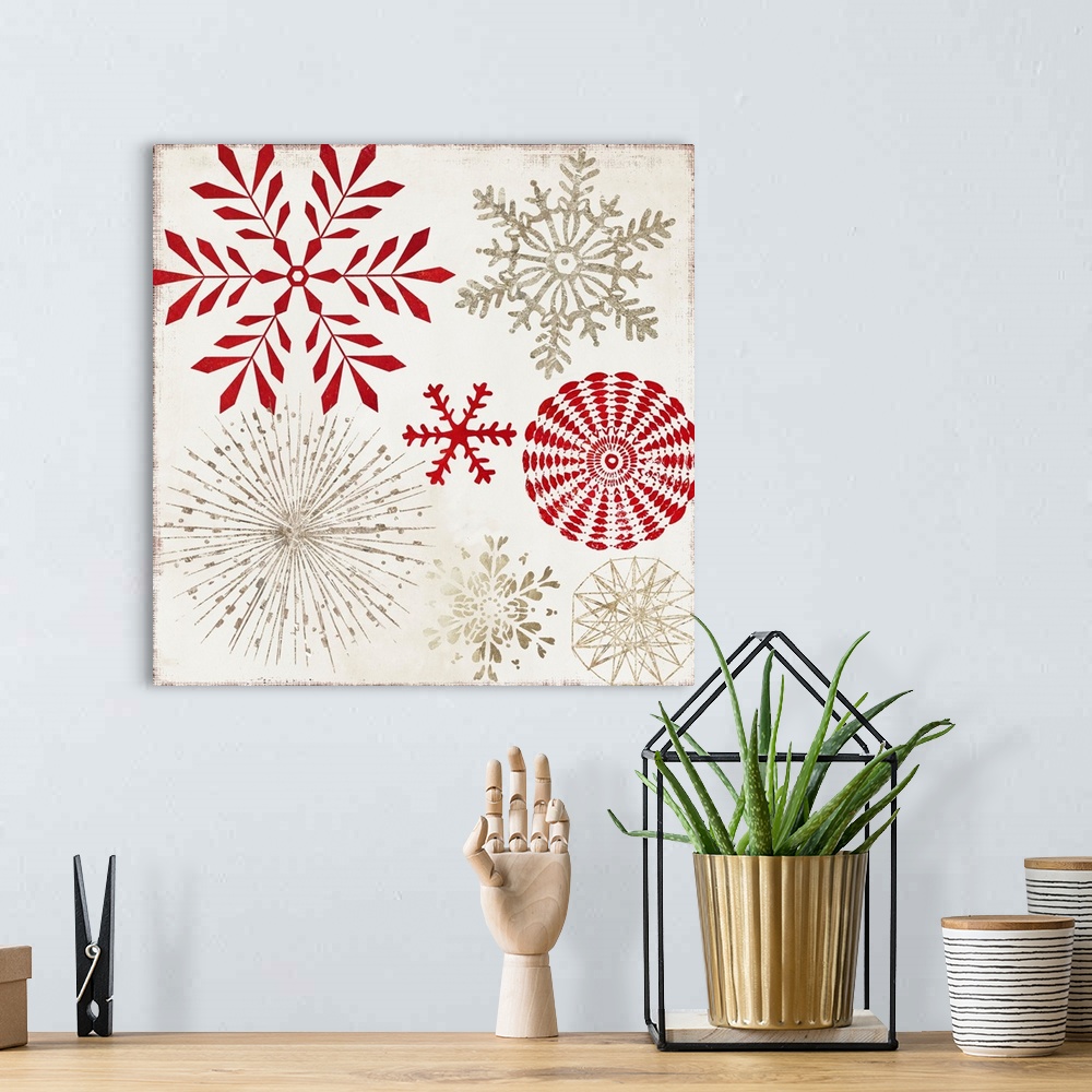 A bohemian room featuring Christmas Snowflakes