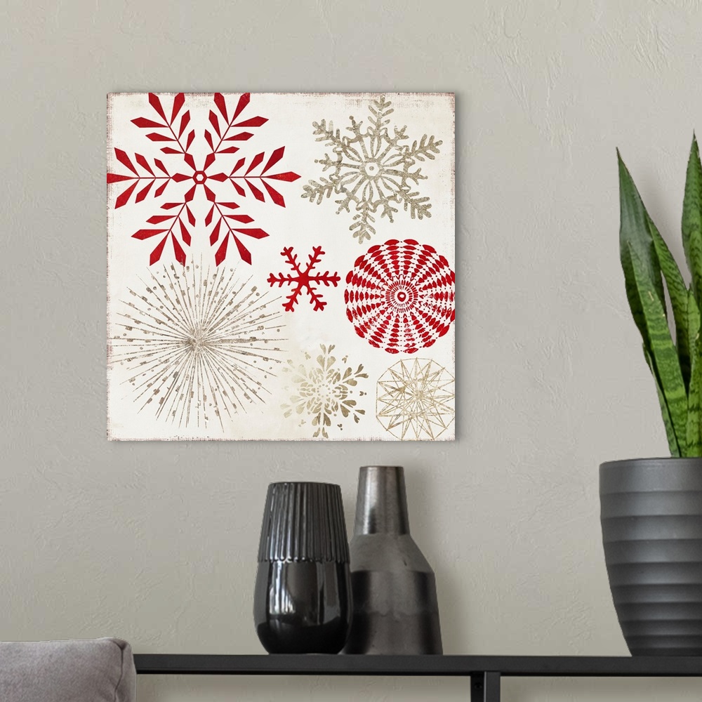 A modern room featuring Christmas Snowflakes