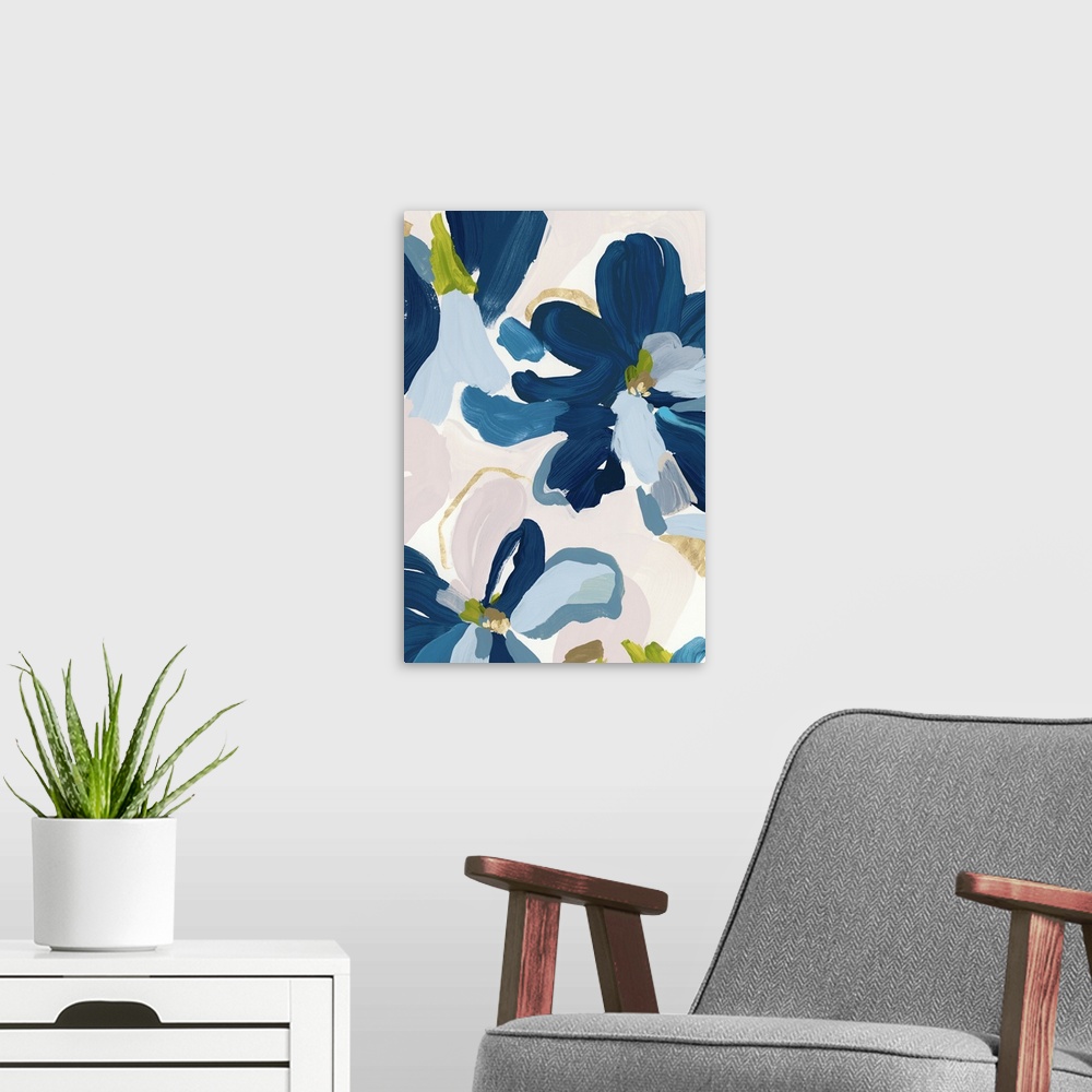 A modern room featuring Cobalt Florals I