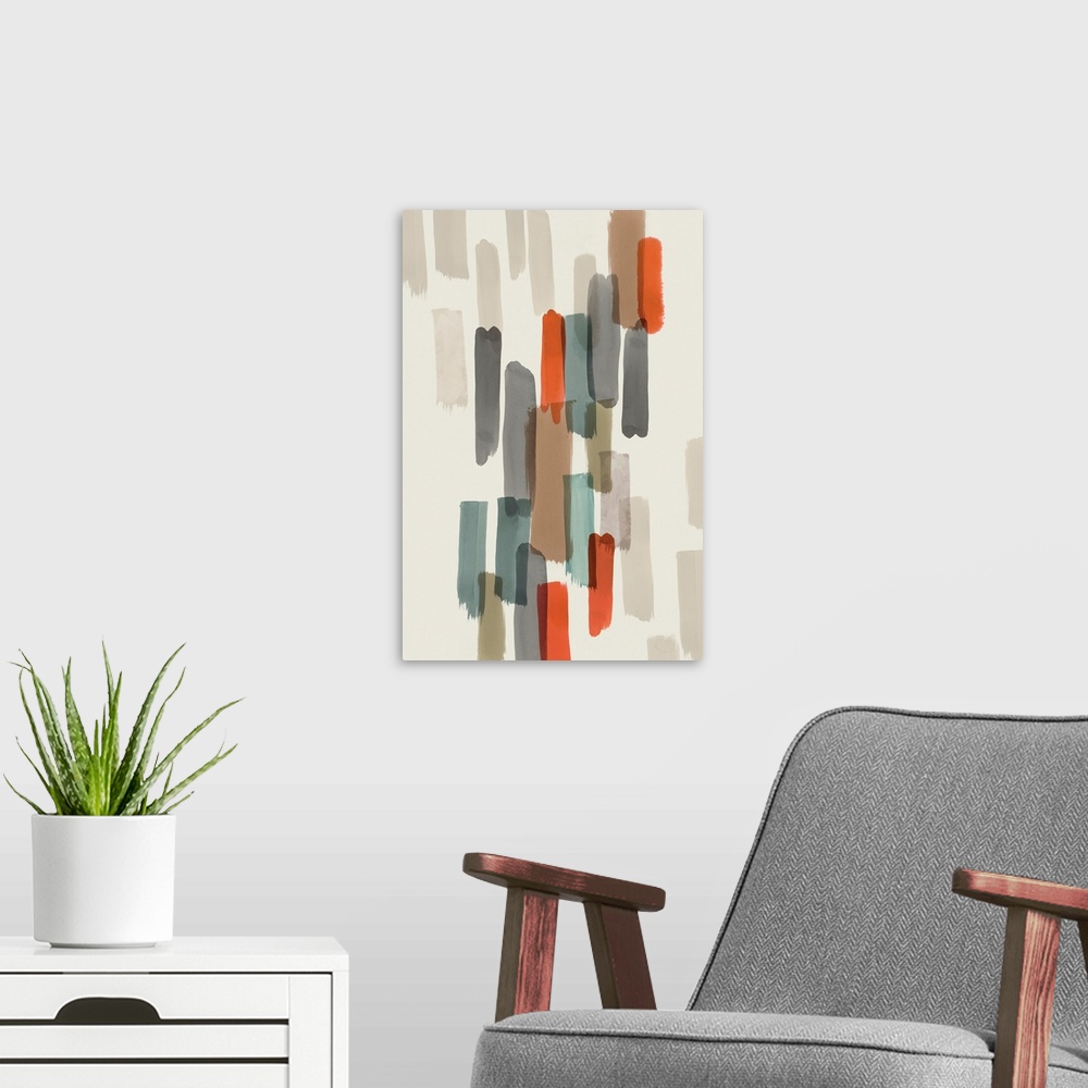 A modern room featuring Colourful Brush Strokes I