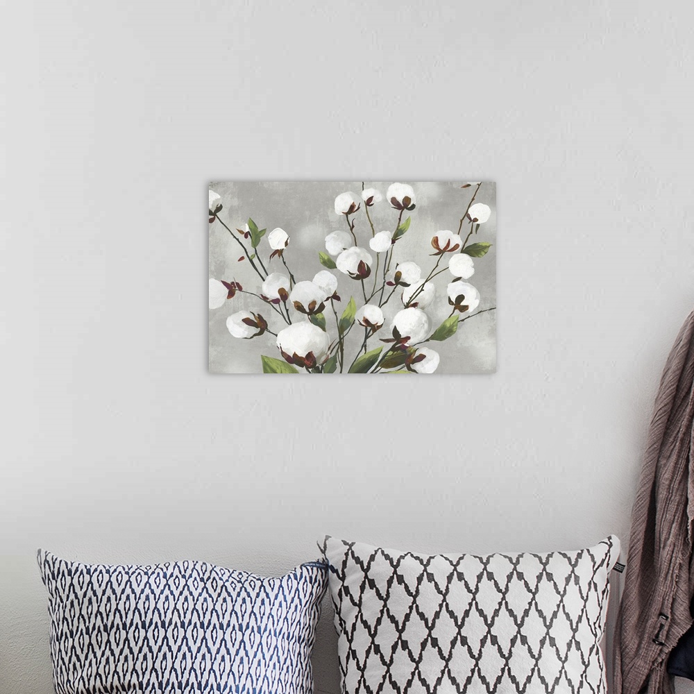 A bohemian room featuring Cotton Ball Flowers I