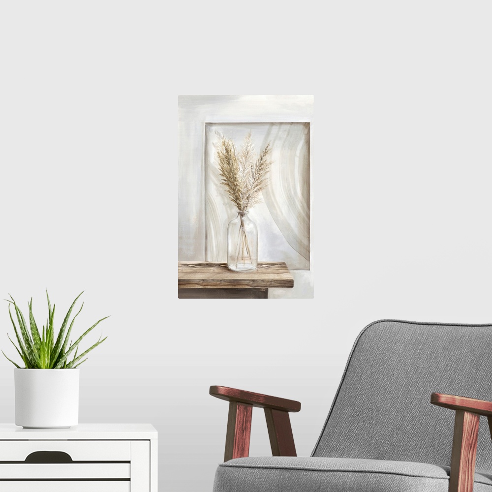 A modern room featuring Dry Pampas Grass I