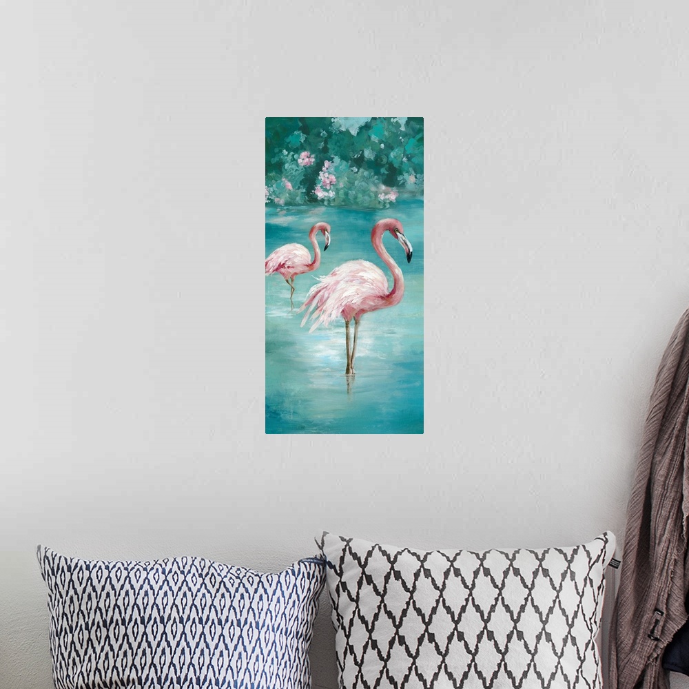 A bohemian room featuring Flamingo Romance II