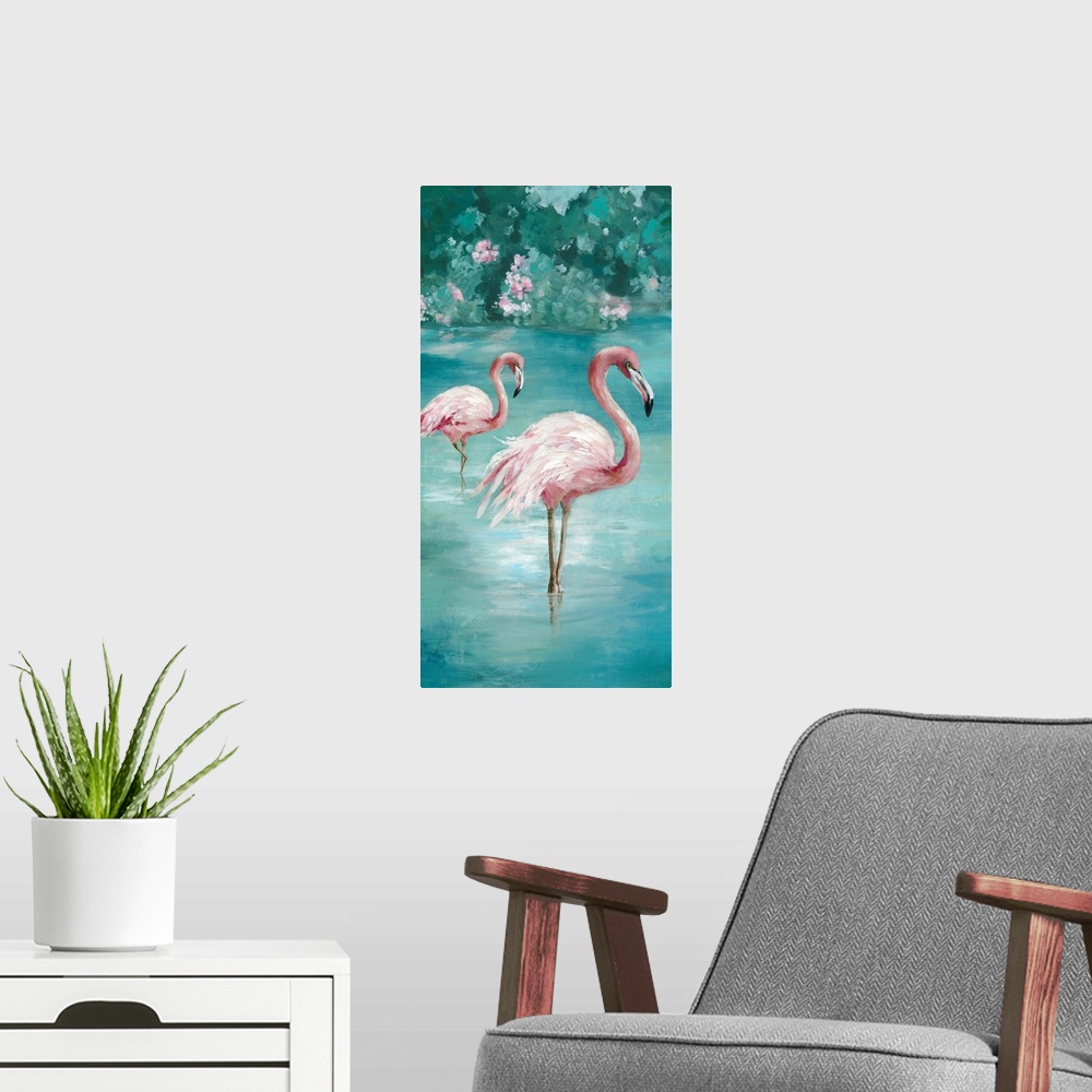 A modern room featuring Flamingo Romance II
