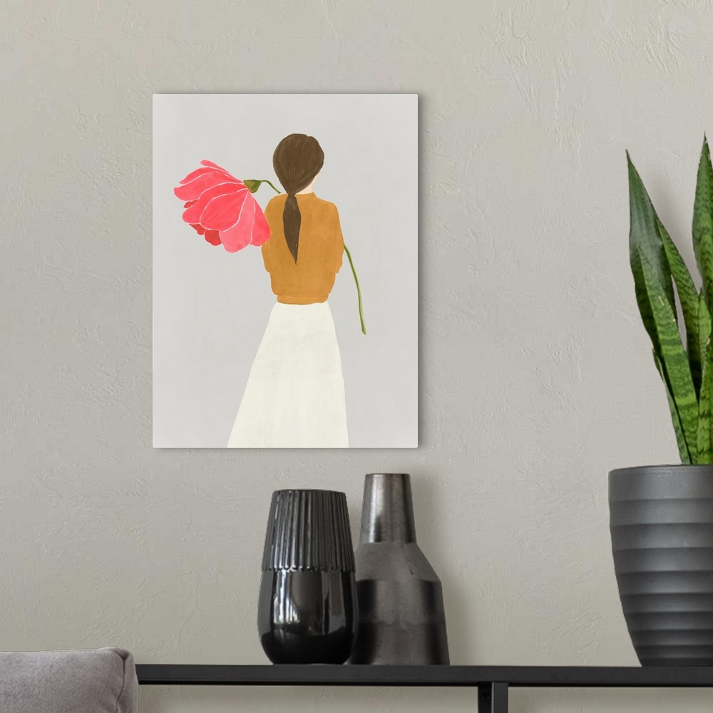 A modern room featuring Flower Woman I