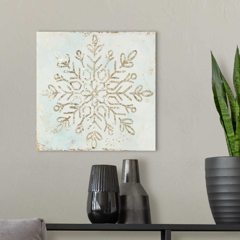 A modern room featuring Glistening Snowflake I