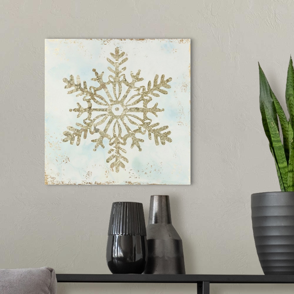 A modern room featuring Glistening Snowflake III