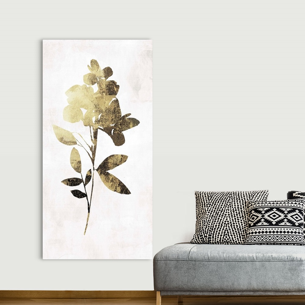 A bohemian room featuring Silhouette of a flower in golden tones.