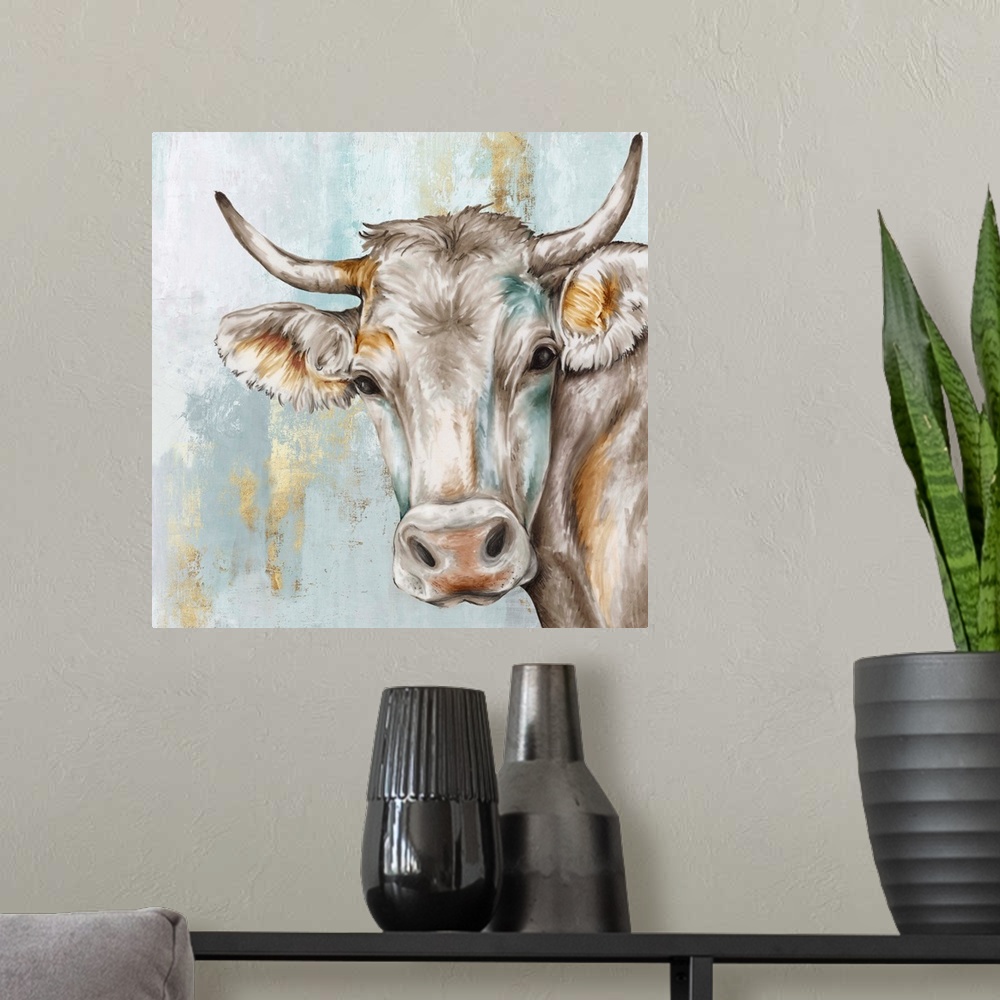 A modern room featuring Headstrong Cow