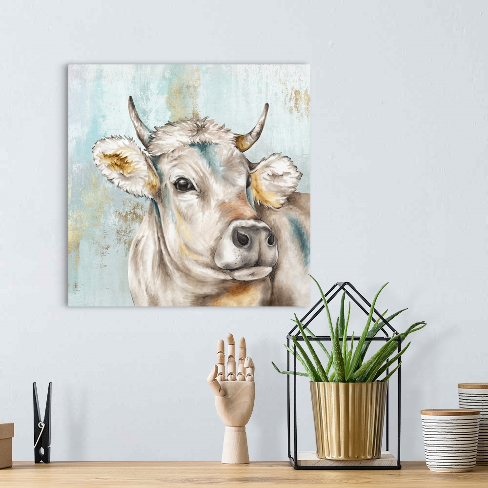 A bohemian room featuring Headstrong Cow I