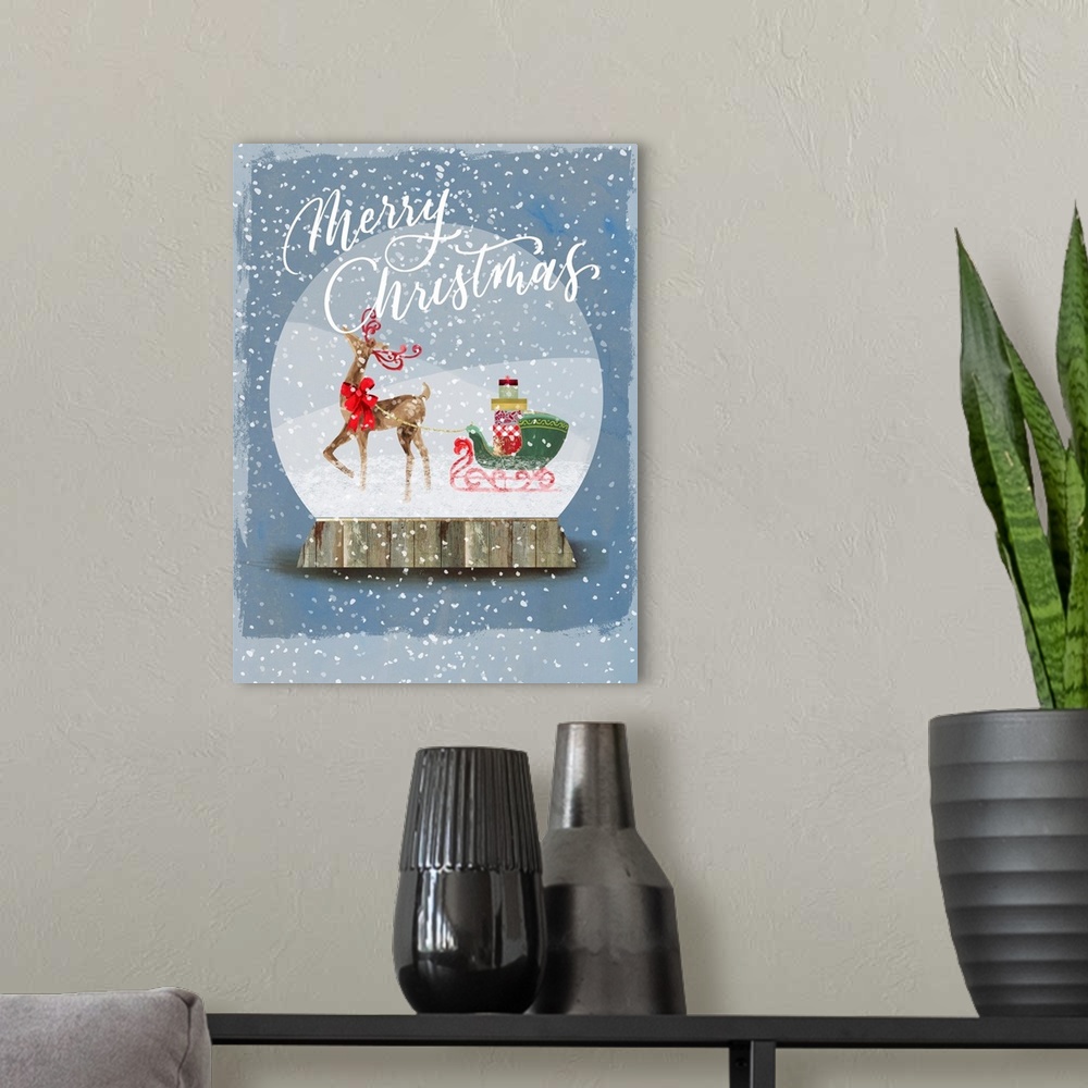 A modern room featuring Holiday Snow Globe I