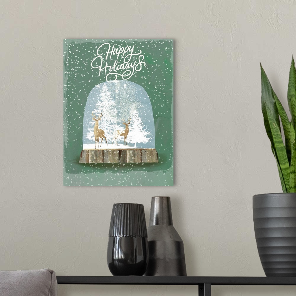 A modern room featuring Holiday Snow Globe II