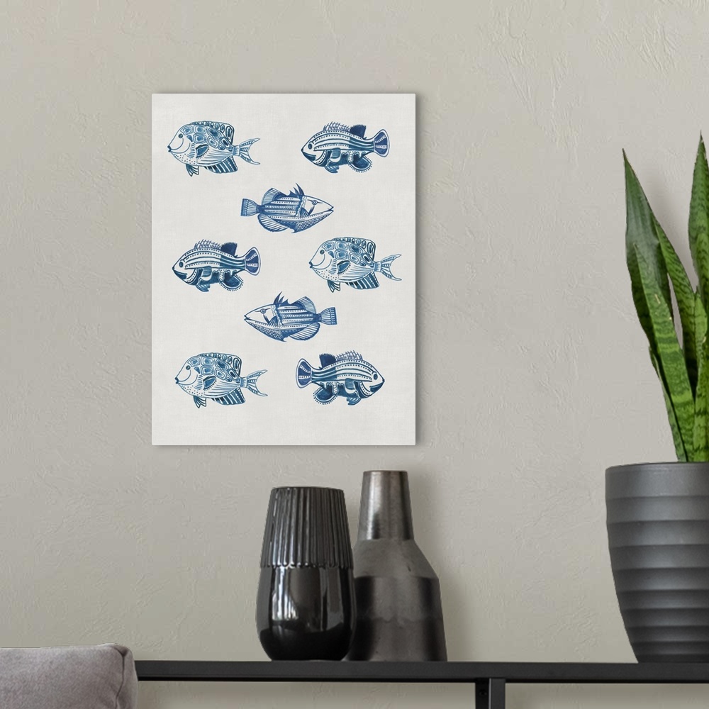 A modern room featuring Indigo Fishes