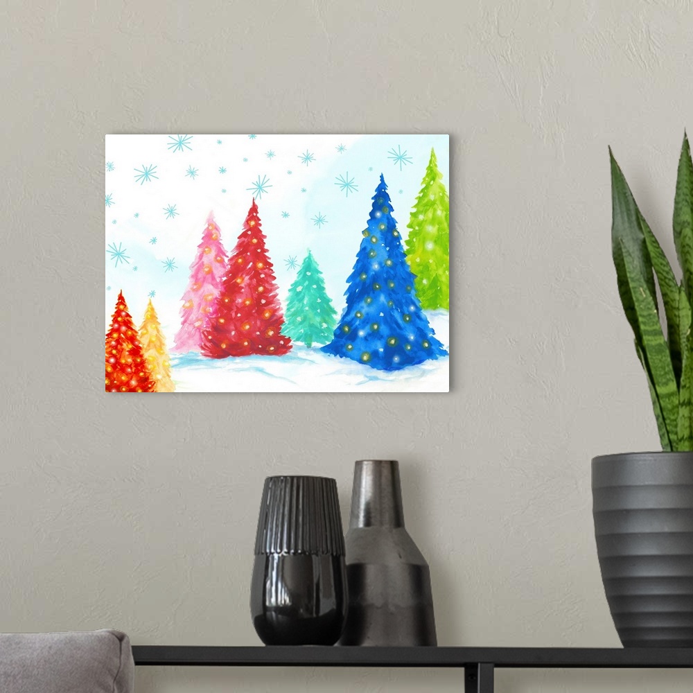 A modern room featuring Magic Christmas Trees I