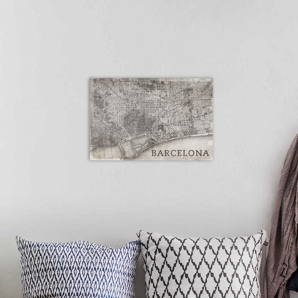 A bohemian room featuring Map Barcelona Beige