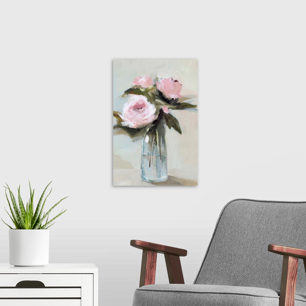 A modern room featuring Peonies in a Vase I