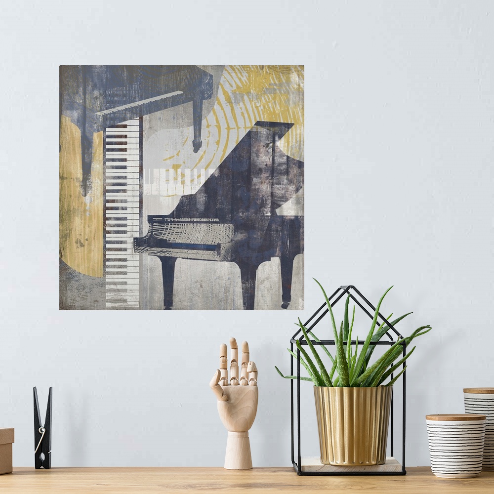 A bohemian room featuring Pianos