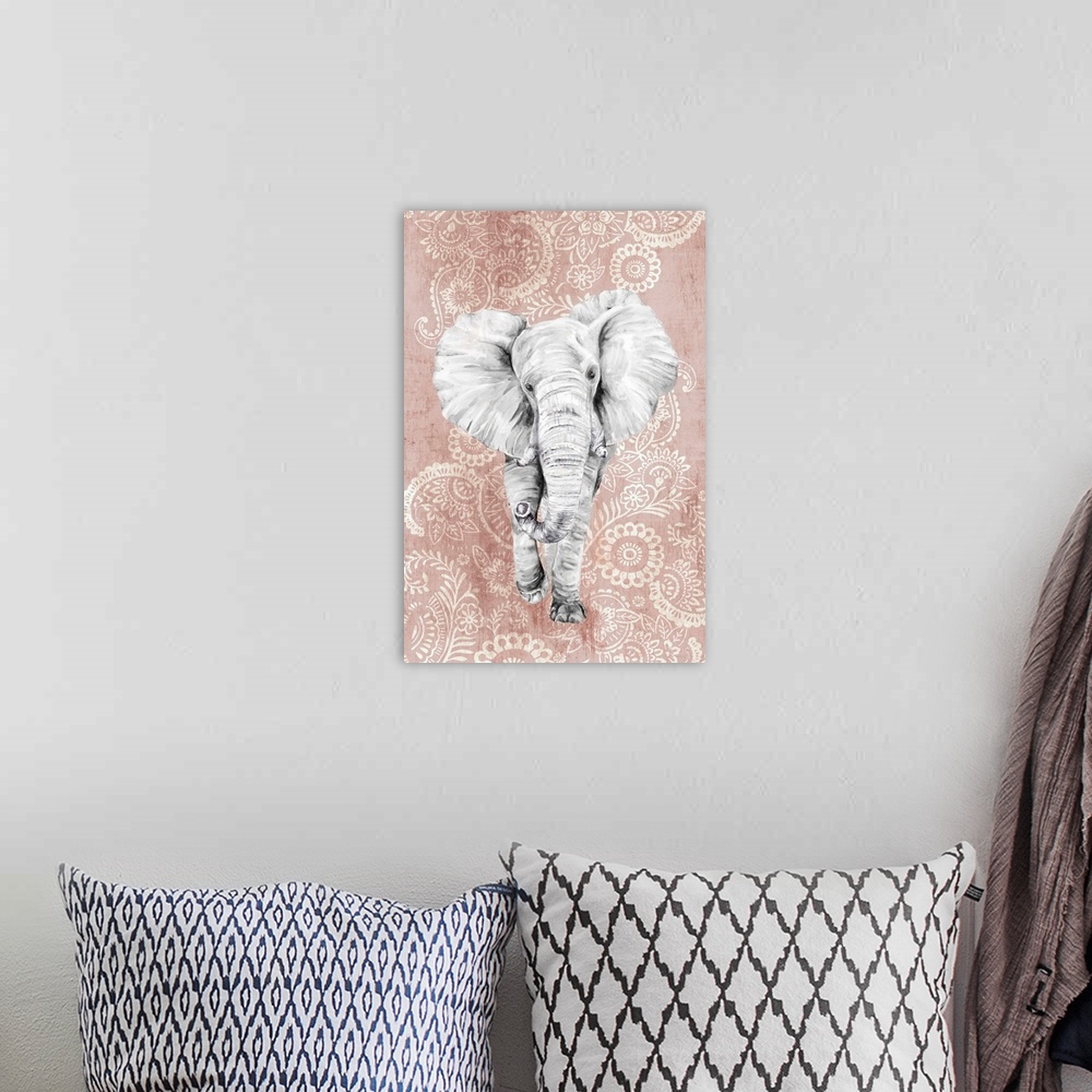 A bohemian room featuring Pink Paisley Elephant
