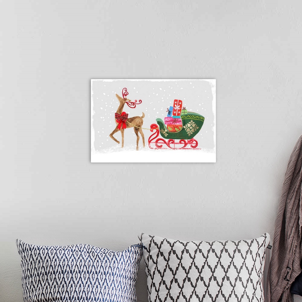 A bohemian room featuring Proud Reindeer with Gifts