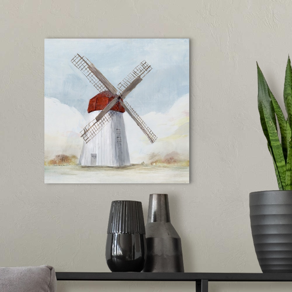 A modern room featuring Red Windmill I