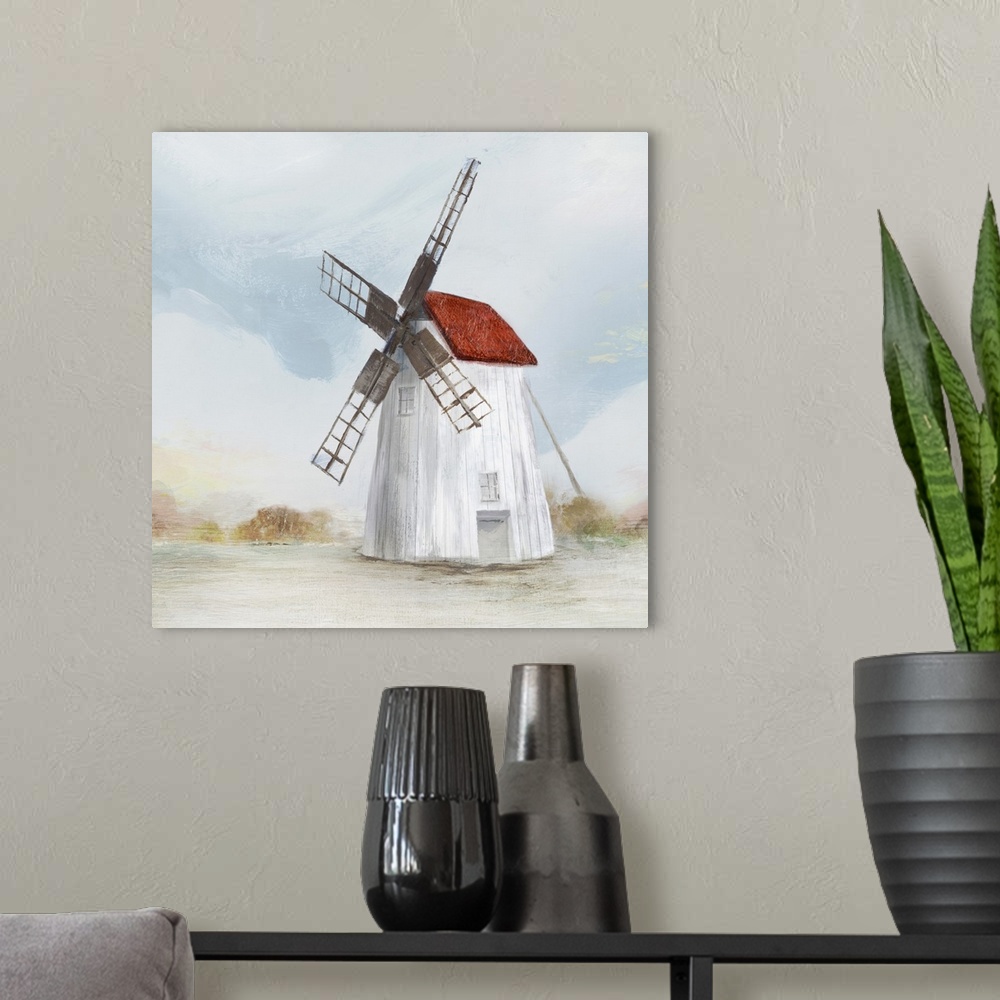 A modern room featuring Red Windmill II