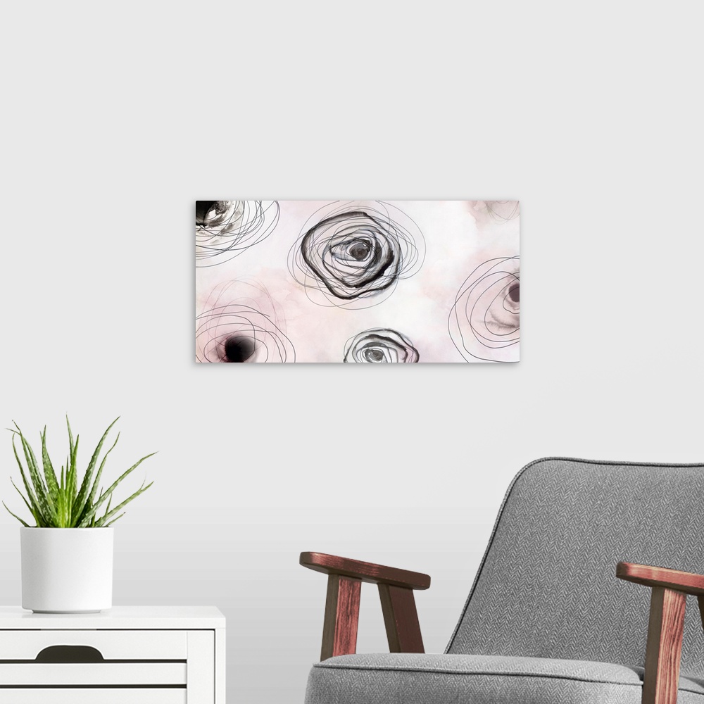 A modern room featuring Rose Clouds I