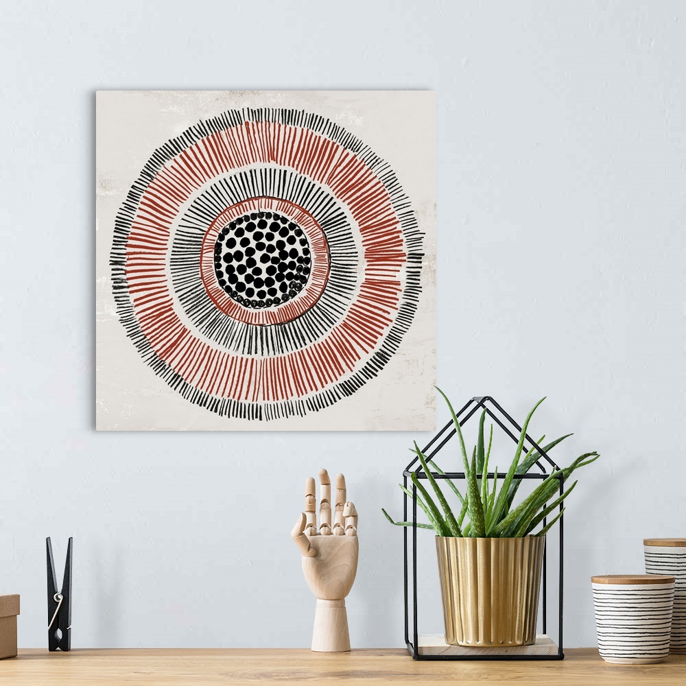 A bohemian room featuring Round Tribal II