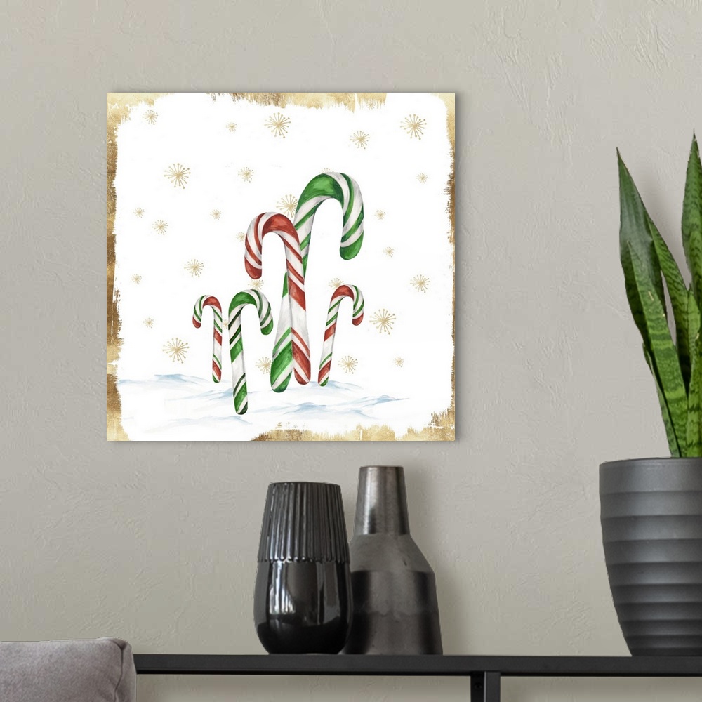A modern room featuring Snowy Candycanes I