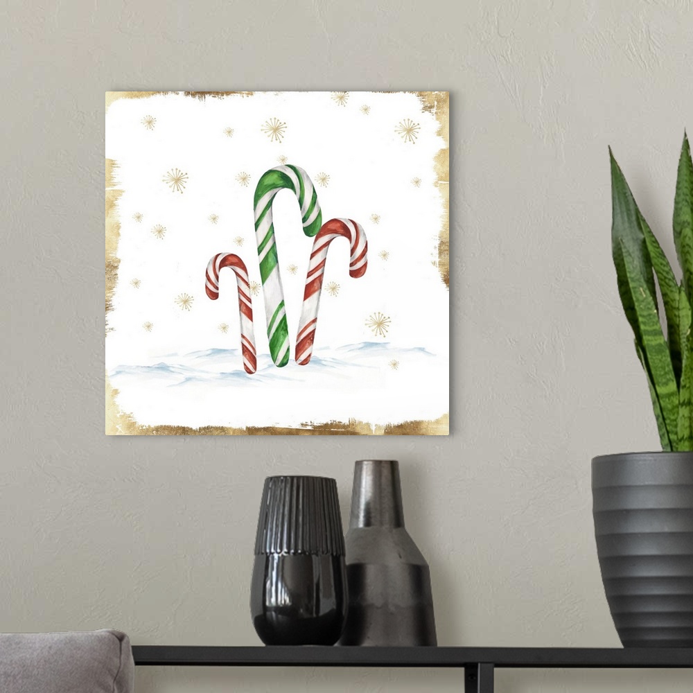 A modern room featuring Snowy Candycanes II