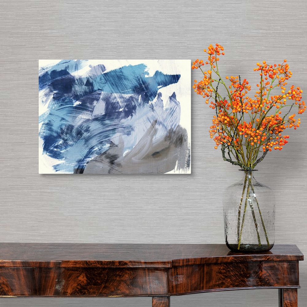 A traditional room featuring Contemporary abstract home decor artwork.