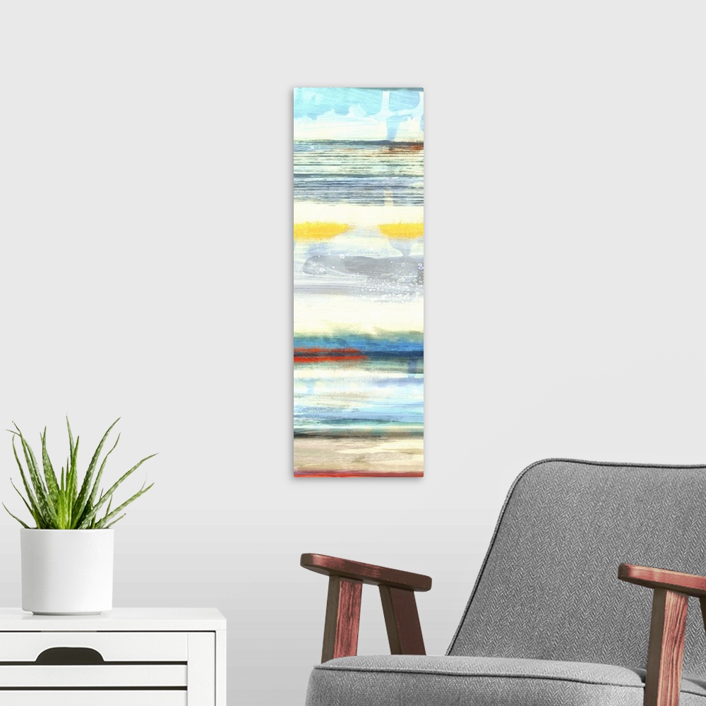 A modern room featuring Contemporary abstract home decor artwork.