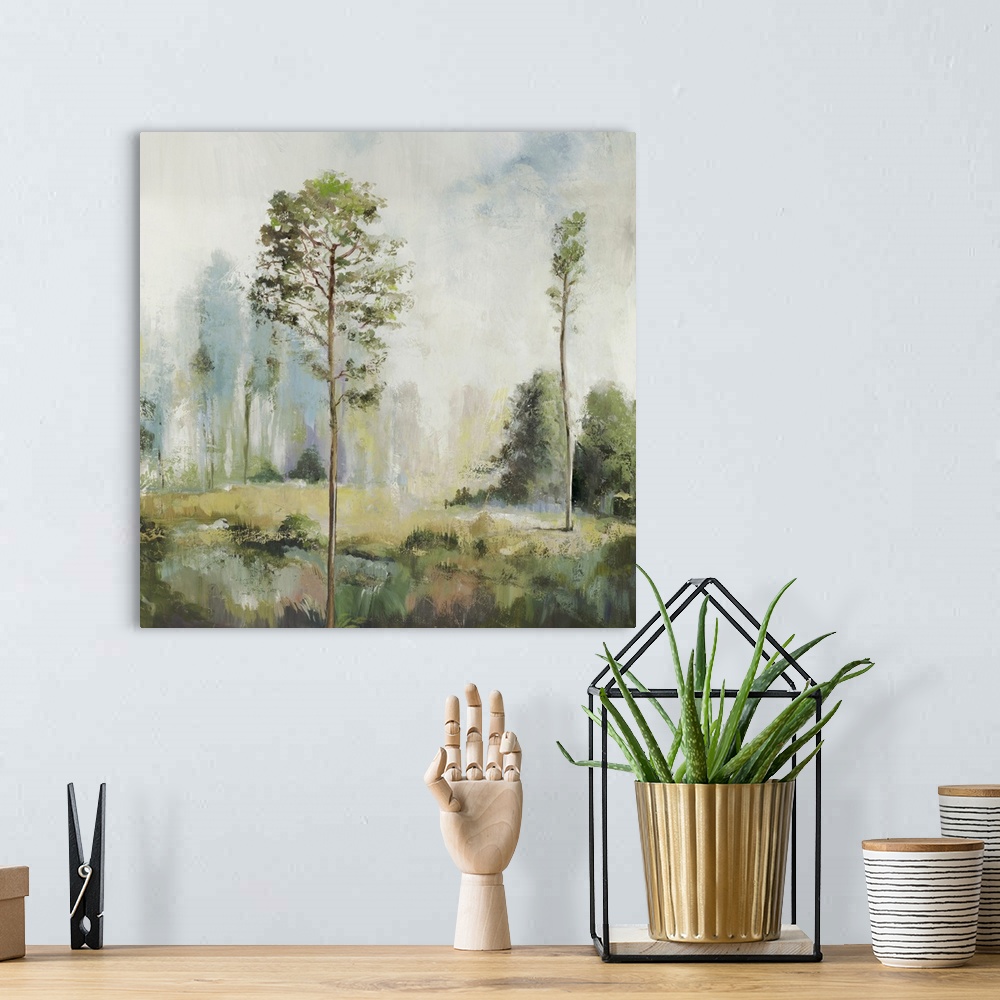 A bohemian room featuring Tall Green Trees I