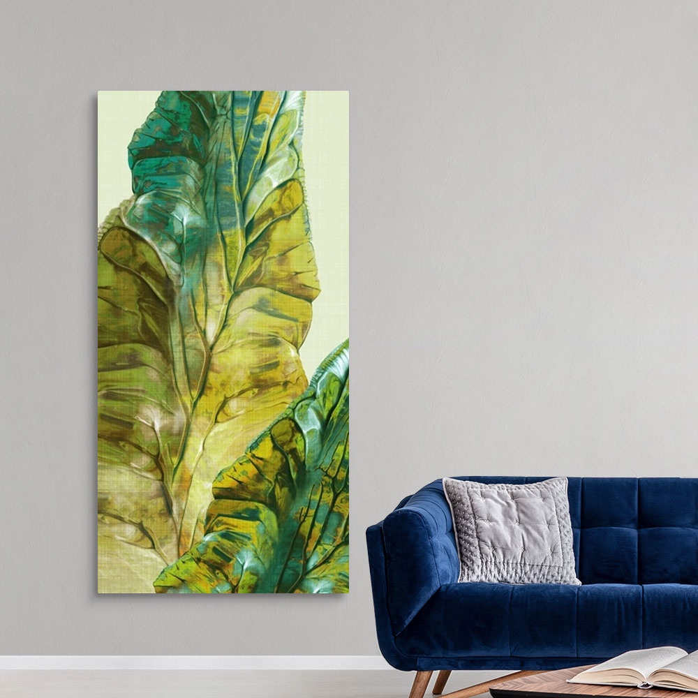 A modern room featuring Tropical Green Leaves II